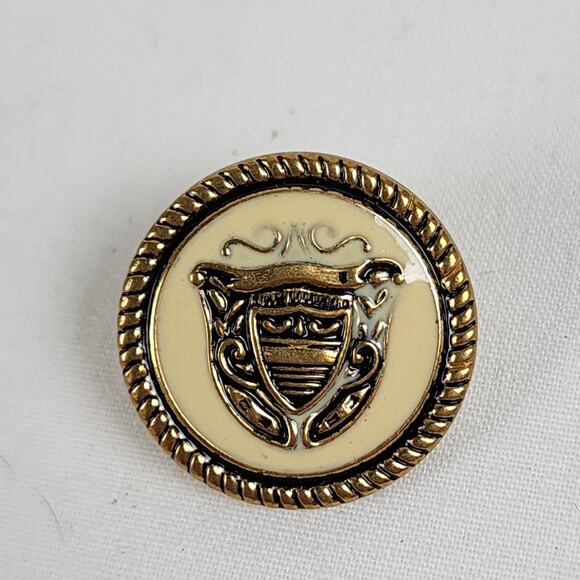 Vintage Pendleton Coat of Arms Buttons 26 Shank Military Style Ivory Gold Enamel - Picture 2 of 6